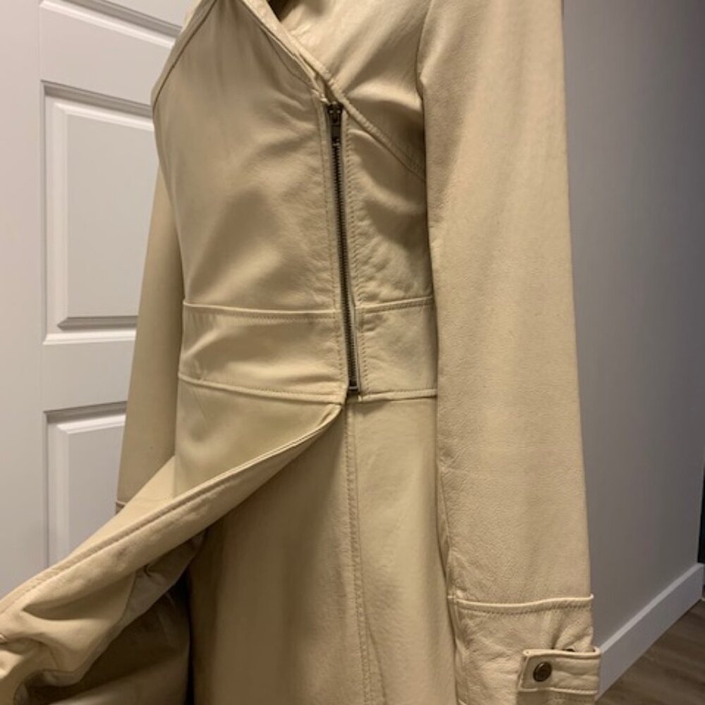 Slim-fit leather coat